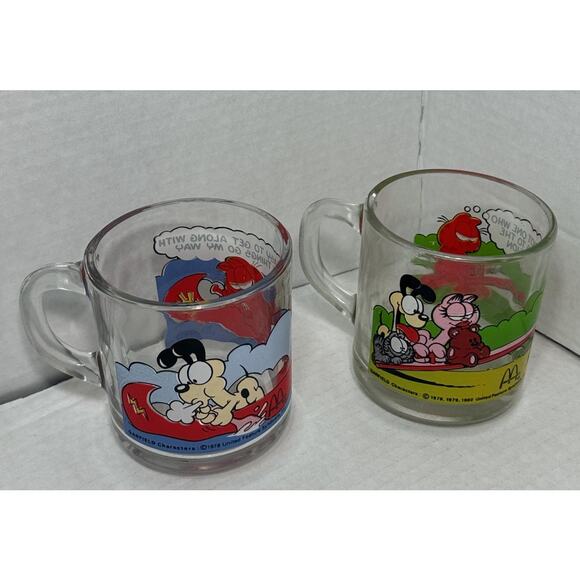 Lot of (2) McDonalds Garfield and Odie Clear Glass  1978, 1979, 1980 Jim Davis - Picture 1 of 12